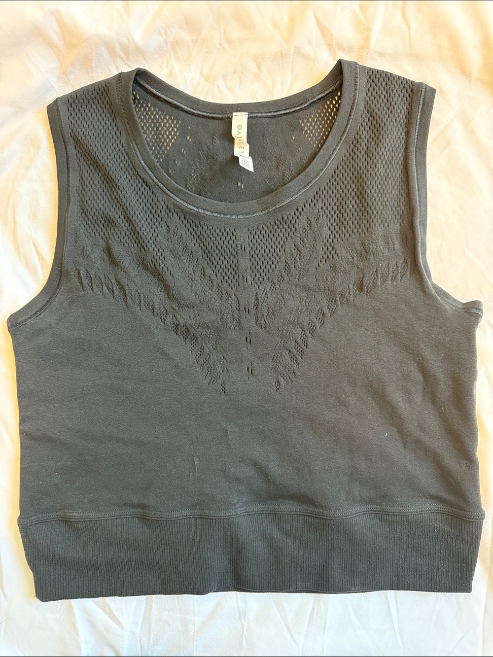 ATHLETA | Women’s L/XL Black Mesh-Detail Sleeveless Tank